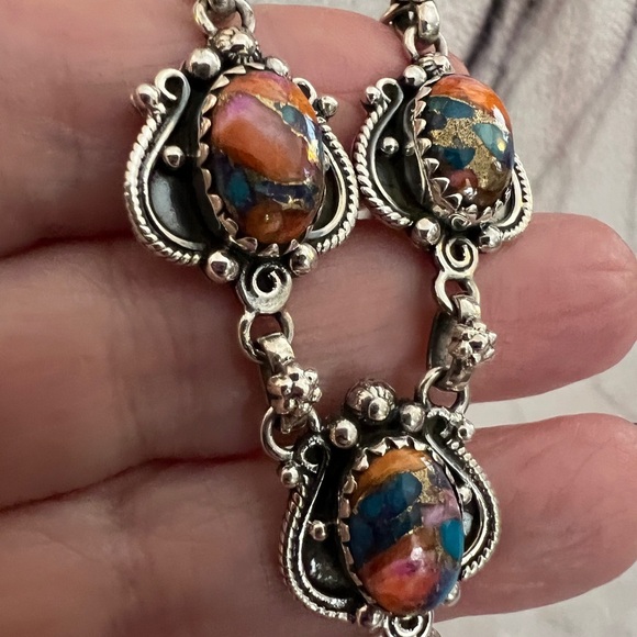 ❤️ Pink Dream Dahlia Kingman Turquoise 925 Navajo Lariat Necklace 20+2” 26.8gm - Picture 3 of 15